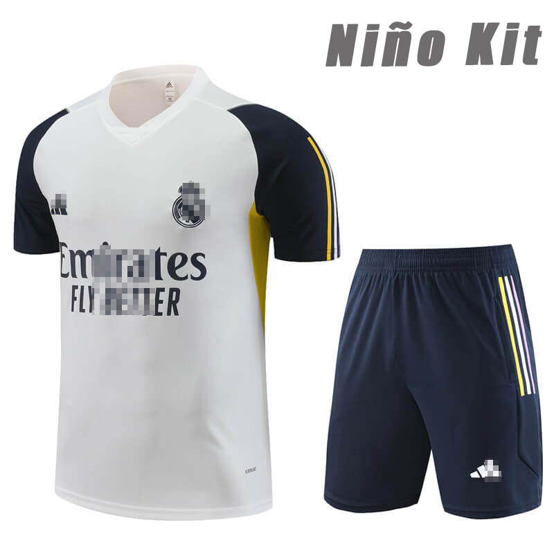 Camiseta de Entrenamiento Real Madrid 2023/2024 Blanco/Azul Marino Niño Kit